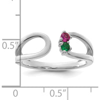 14K White Gold Birthstone Mother's Wrap Ring with Ruby and Emerald - Customizable Birthstones by Oro Pregiato