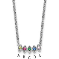 14K White Gold Birthstone Necklace Pendant with 5 Custom Stones by Oro Pregiato