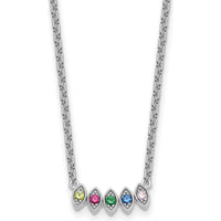 14K White Gold Birthstone Necklace Pendant with 5 Custom Stones by Oro Pregiato