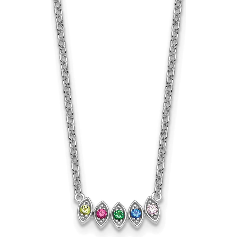 14K White Gold Birthstone Necklace Pendant with 5 Custom Stones by Oro Pregiato