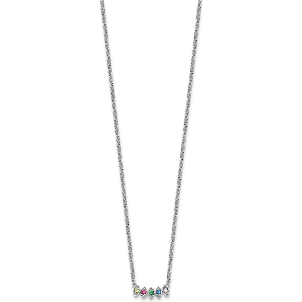 14K White Gold Birthstone Necklace Pendant with 5 Custom Stones by Oro Pregiato