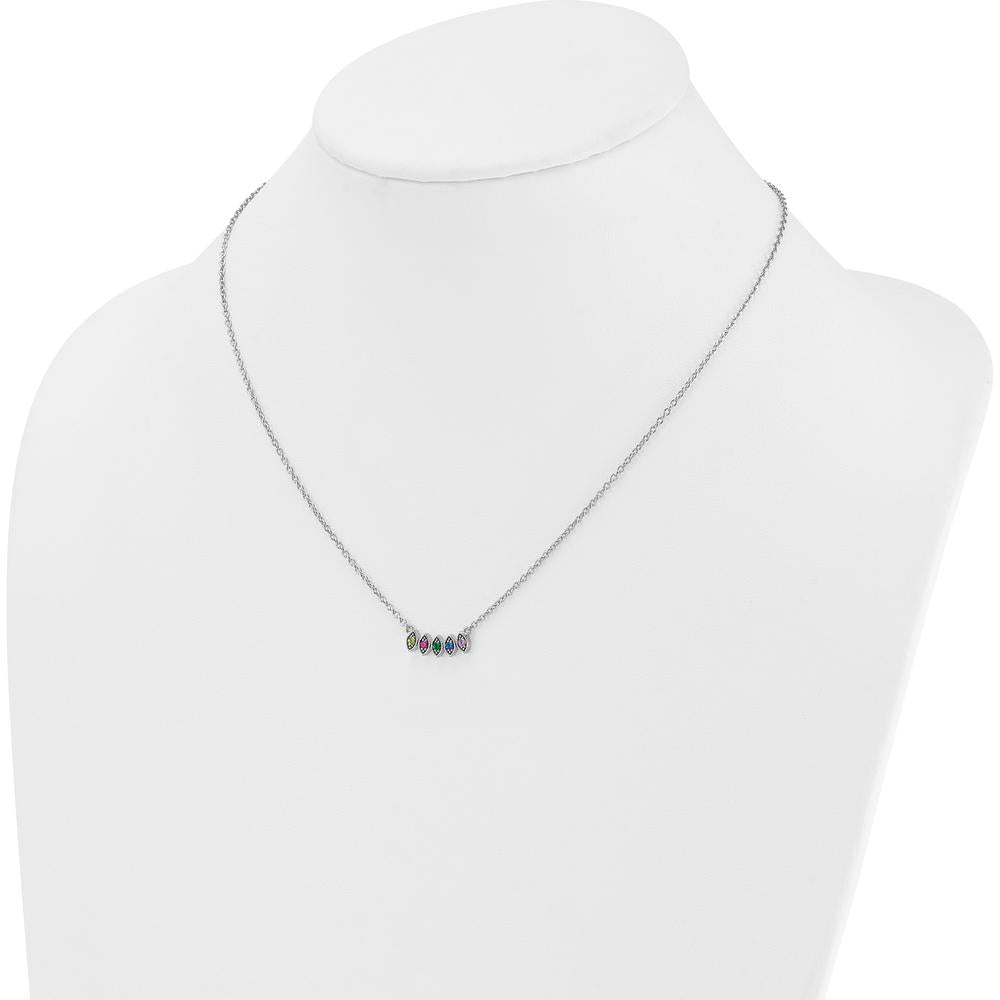 14K White Gold Birthstone Necklace Pendant with 5 Custom Stones by Oro Pregiato