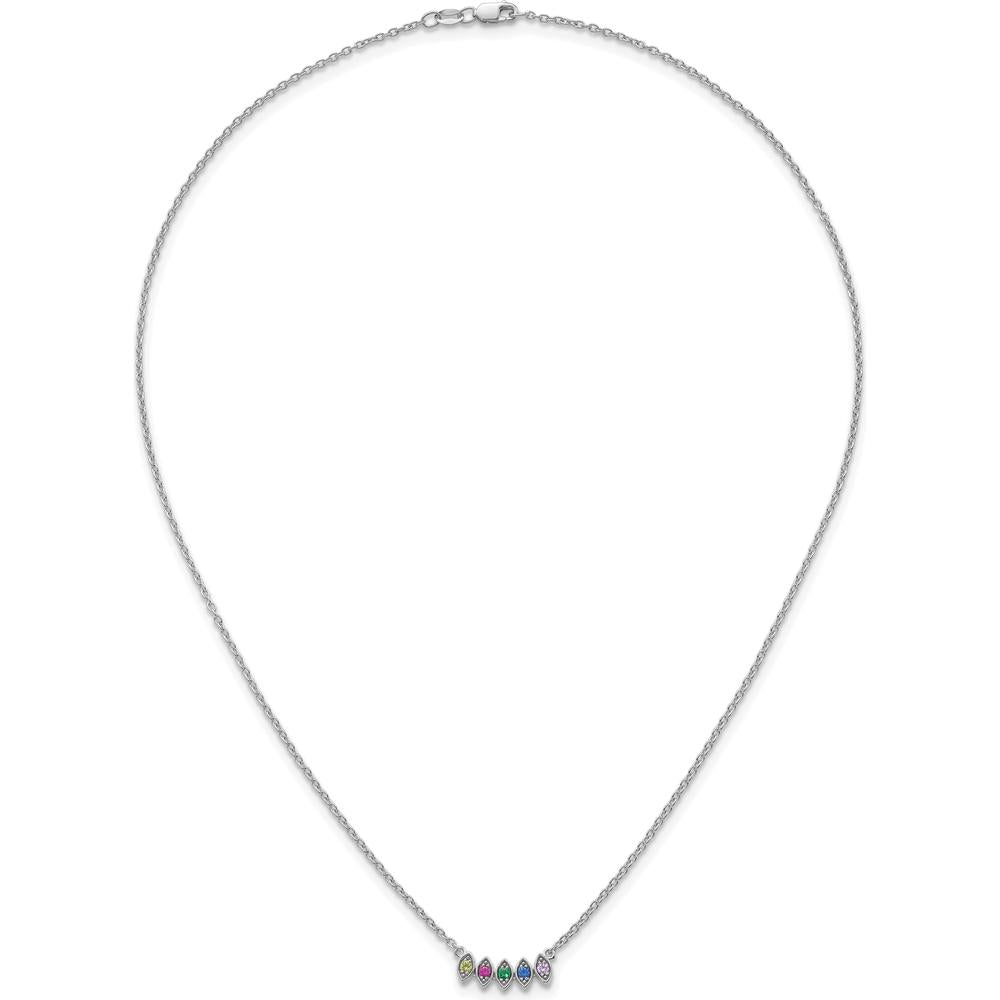 14K White Gold Birthstone Necklace Pendant with 5 Custom Stones by Oro Pregiato