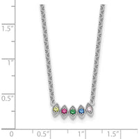 14K White Gold Birthstone Necklace Pendant with 5 Custom Stones by Oro Pregiato