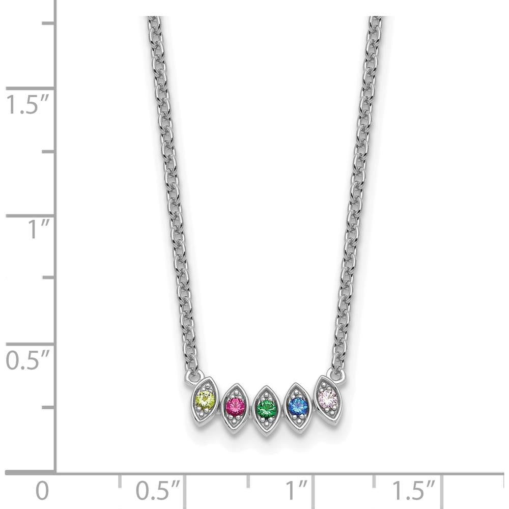 14K White Gold Birthstone Necklace Pendant with 5 Custom Stones by Oro Pregiato