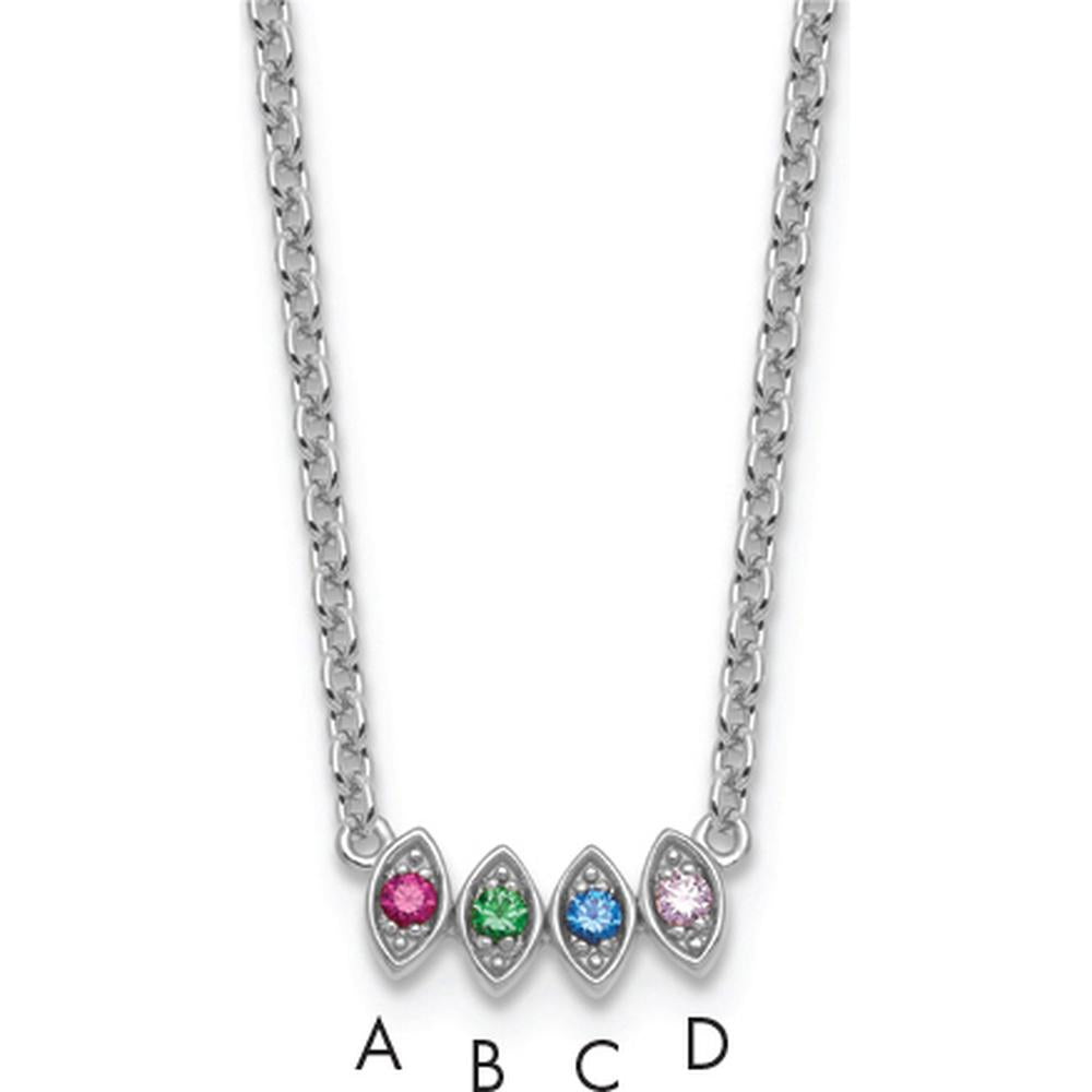 14K White Gold Birthstone Pendant Necklace for Mothers - Customizable with 4 Birthstones by Oro Pregiato