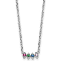 14K White Gold Birthstone Pendant Necklace for Mothers - Customizable with 4 Birthstones by Oro Pregiato