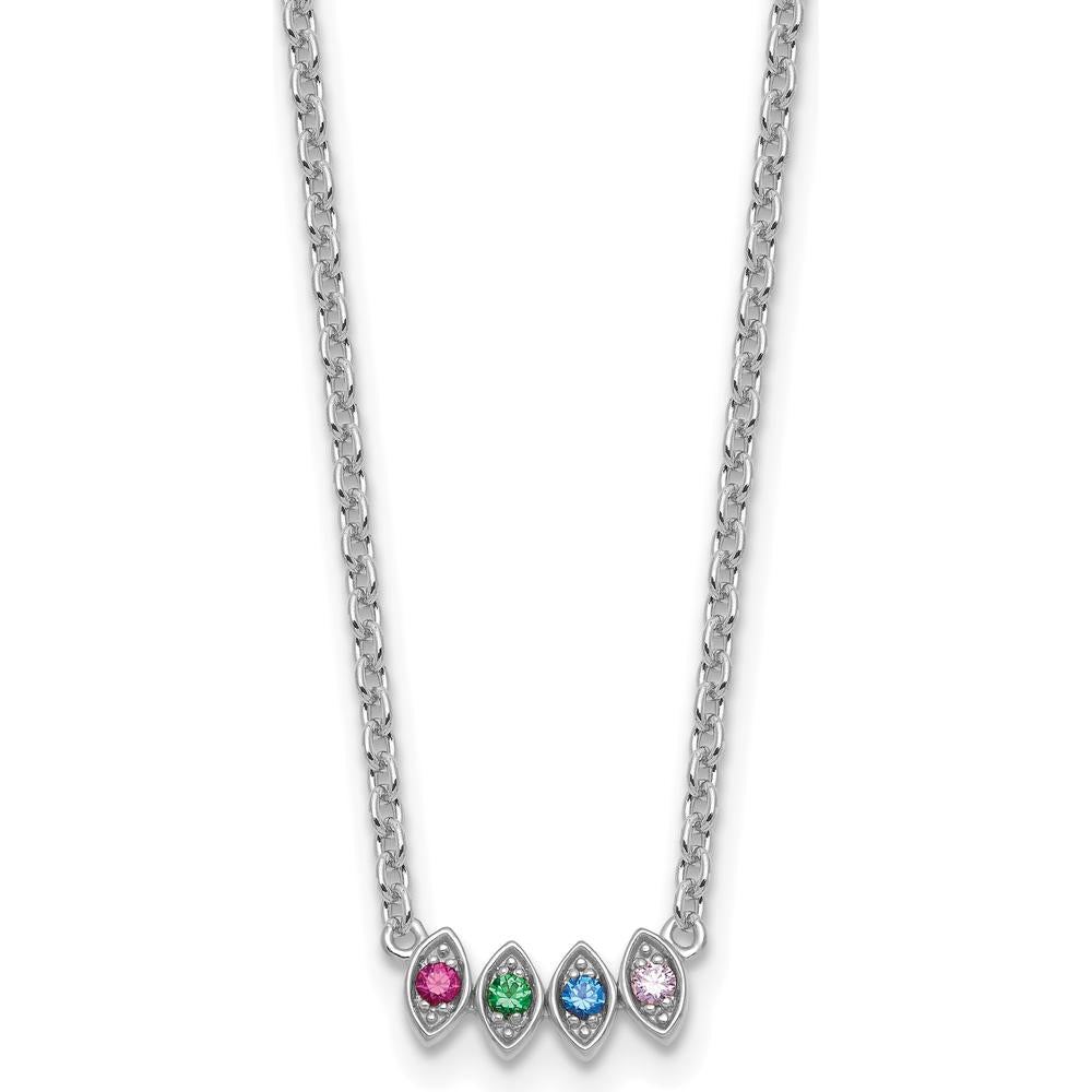 14K White Gold Birthstone Pendant Necklace for Mothers - Customizable with 4 Birthstones by Oro Pregiato