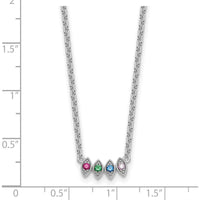 14K White Gold Birthstone Pendant Necklace for Mothers - Customizable with 4 Birthstones by Oro Pregiato