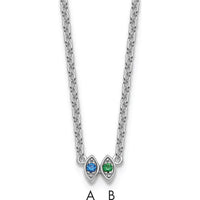 14K White Gold Birthstone Pendant Necklace with Cable Chain - Customizable Gemstone Mounting by Oro Pregiato