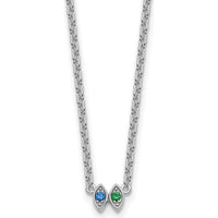14K White Gold Birthstone Pendant Necklace with Cable Chain - Customizable Gemstone Mounting by Oro Pregiato