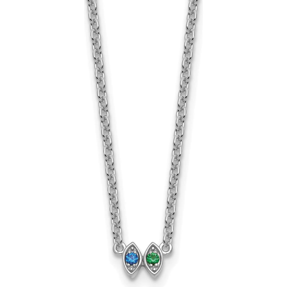 14K White Gold Birthstone Pendant Necklace with Cable Chain - Customizable Gemstone Mounting by Oro Pregiato
