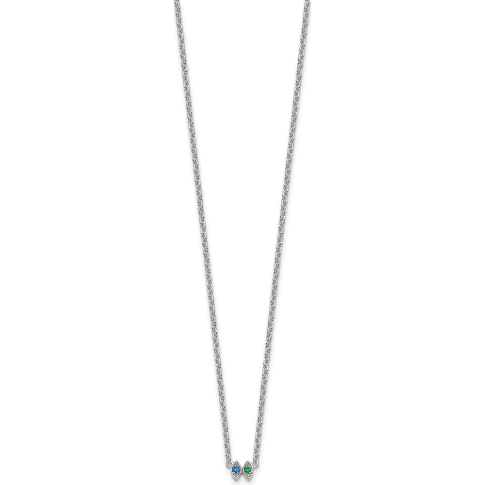14K White Gold Birthstone Pendant Necklace with Cable Chain - Customizable Gemstone Mounting by Oro Pregiato