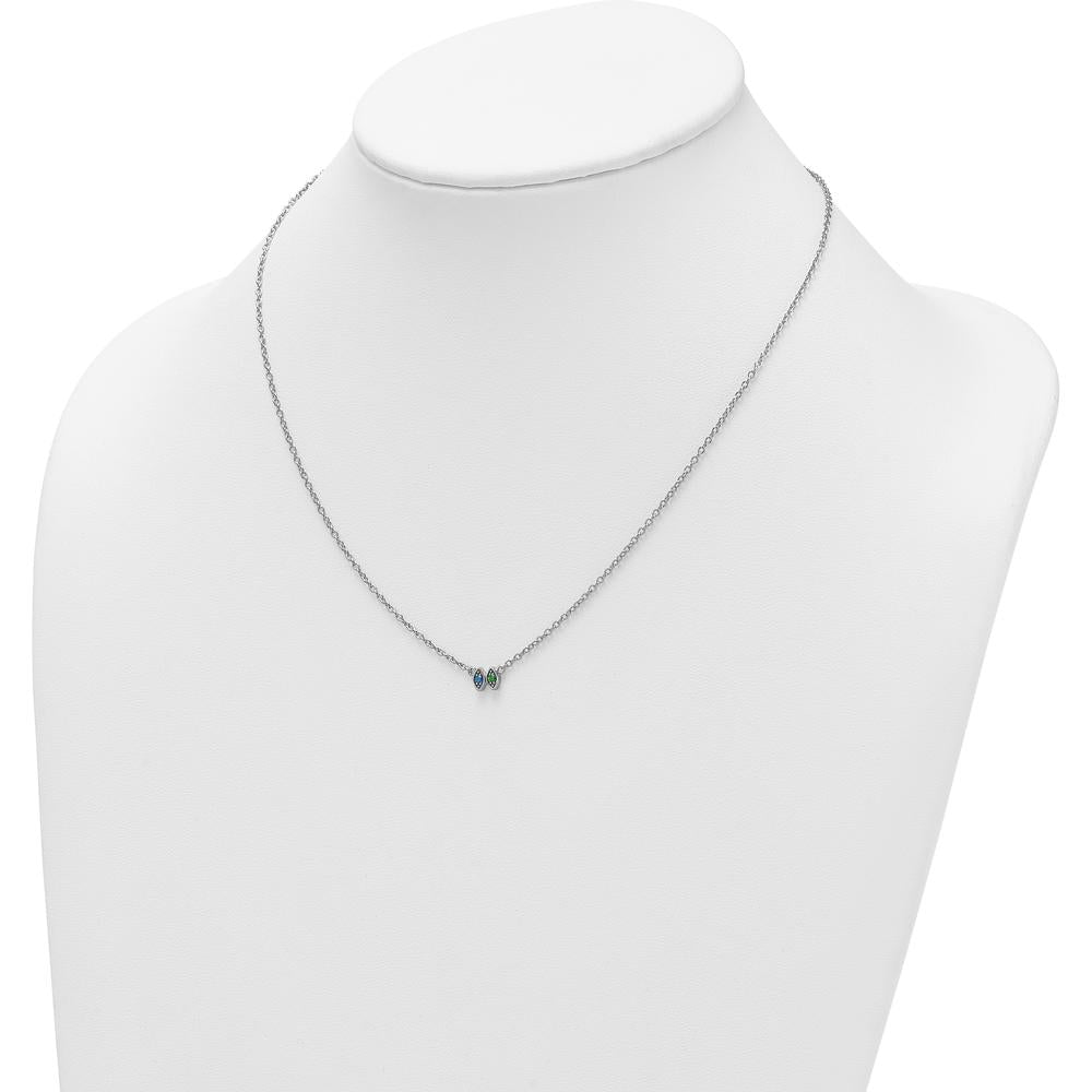 14K White Gold Birthstone Pendant Necklace with Cable Chain - Customizable Gemstone Mounting by Oro Pregiato