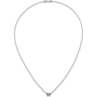 14K White Gold Birthstone Pendant Necklace with Cable Chain - Customizable Gemstone Mounting by Oro Pregiato