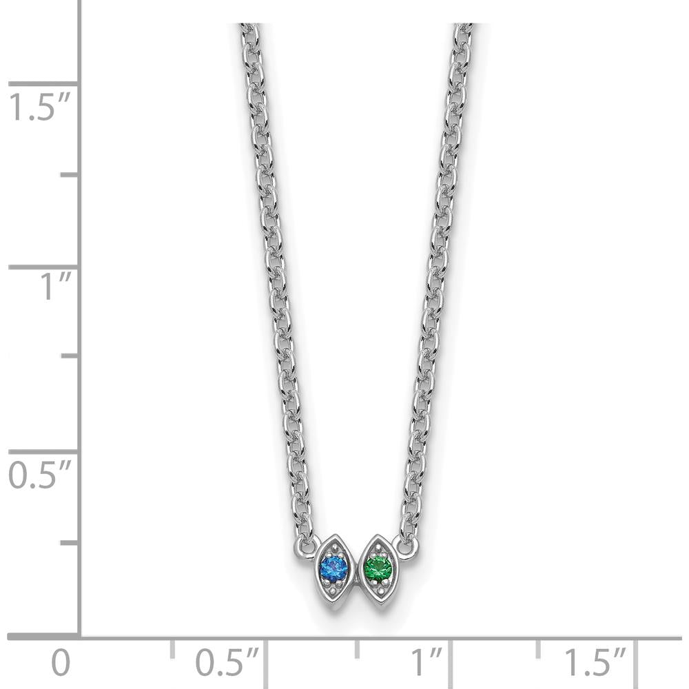 14K White Gold Birthstone Pendant Necklace with Cable Chain - Customizable Gemstone Mounting by Oro Pregiato