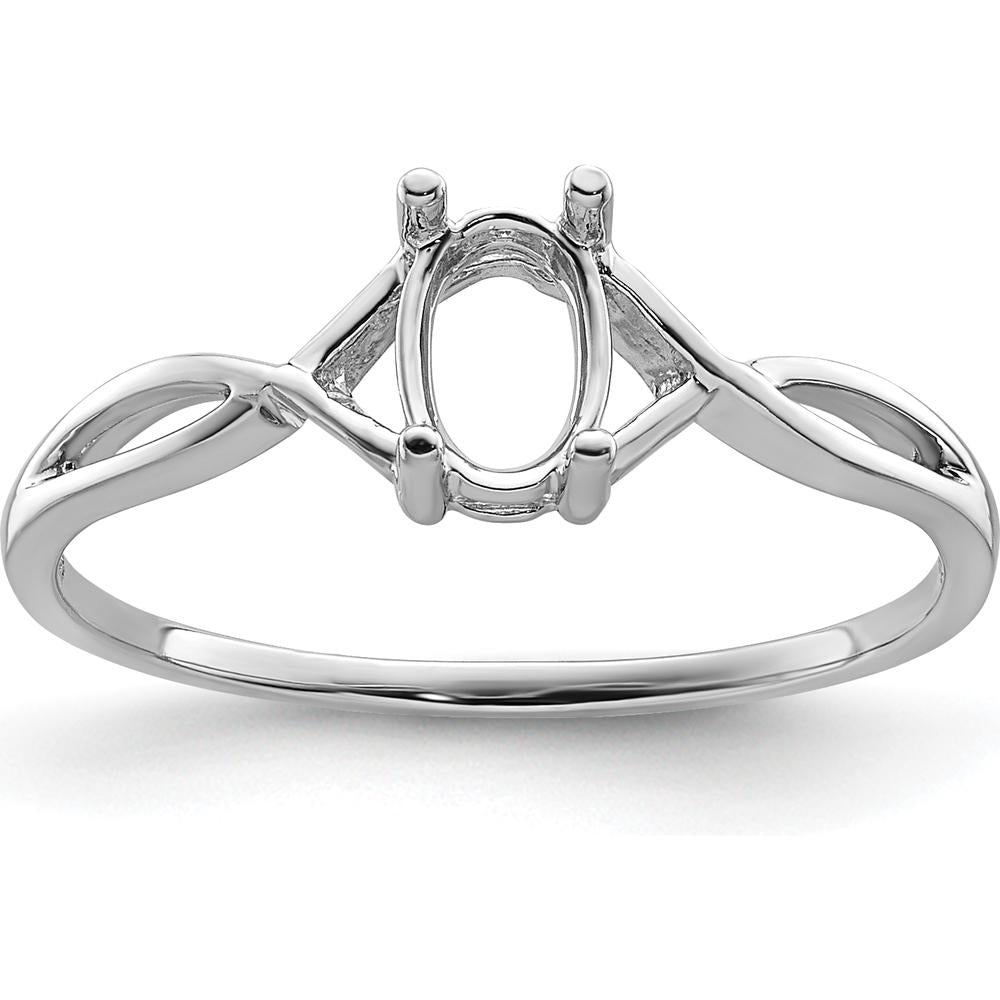 14K White Gold Birthstone Ring Mounting with Prong Setting by Oro Pregiato