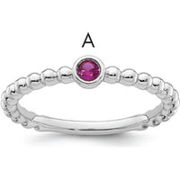 14K White Gold Birthstone Ring with Bezel Set Ruby - 1.5mm Band with Milgrain Detail by Oro Pregiato