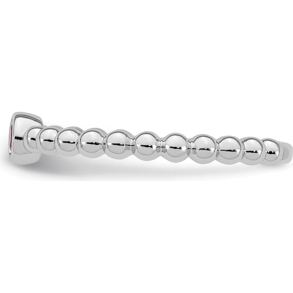 14K White Gold Birthstone Ring with Bezel Set Ruby - 1.5mm Band with Milgrain Detail by Oro Pregiato