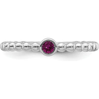 14K White Gold Birthstone Ring with Bezel Set Ruby - 1.5mm Band with Milgrain Detail by Oro Pregiato