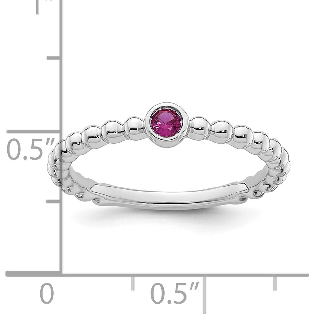 14K White Gold Birthstone Ring with Bezel Set Ruby - 1.5mm Band with Milgrain Detail by Oro Pregiato