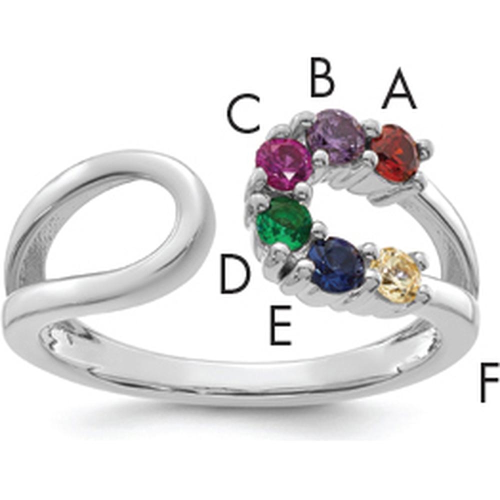 14K White Gold Birthstone Wrap Mother's Ring - Customizable with 6 Stones by Oro Pregiato