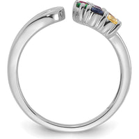 14K White Gold Birthstone Wrap Mother's Ring - Customizable with 6 Stones by Oro Pregiato