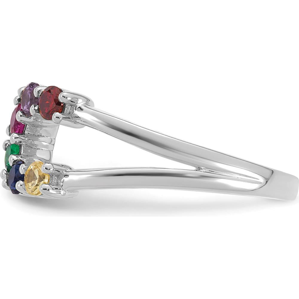 14K White Gold Birthstone Wrap Mother's Ring - Customizable with 6 Stones by Oro Pregiato