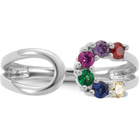 14K White Gold Birthstone Wrap Mother's Ring - Customizable with 6 Stones by Oro Pregiato
