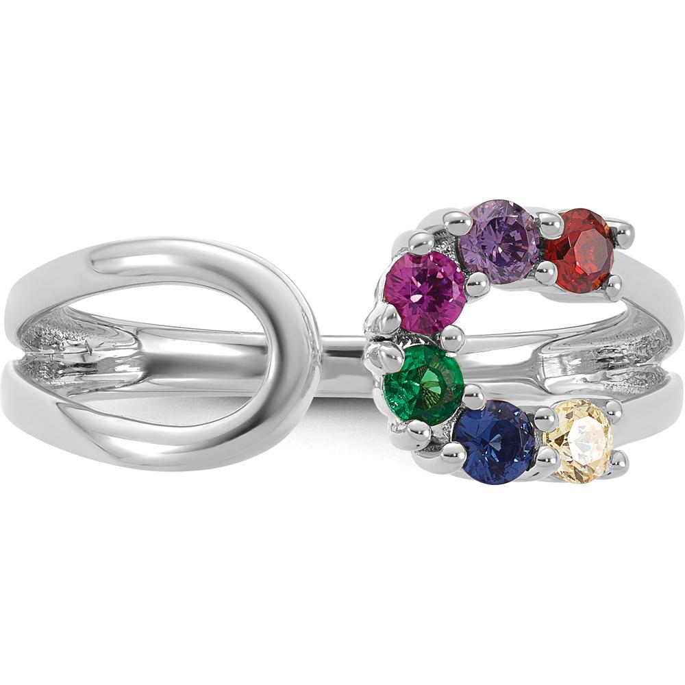 14K White Gold Birthstone Wrap Mother's Ring - Customizable with 6 Stones by Oro Pregiato