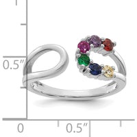 14K White Gold Birthstone Wrap Mother's Ring - Customizable with 6 Stones by Oro Pregiato