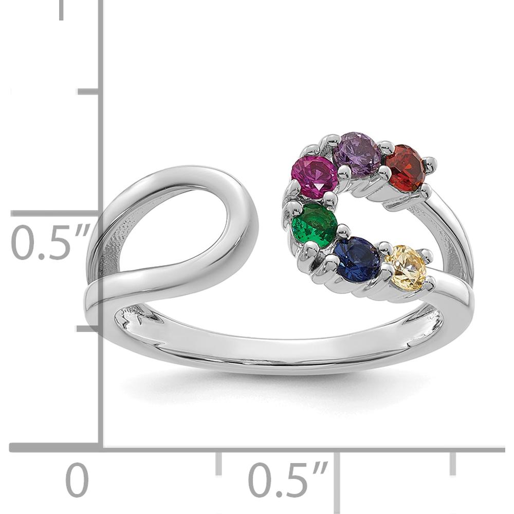 14K White Gold Birthstone Wrap Mother's Ring - Customizable with 6 Stones by Oro Pregiato
