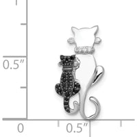 14K White Gold Black and White Diamond Cat Pendant Slide - 0.018 Carat Total Diamond Weight by Monteluci Fine Jewelry