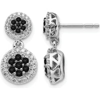 14K White Gold Black and White Diamond Cluster Dangle Earrings - 0.21 Carat Total Diamond Weight by Monteluci Fine Jewelry