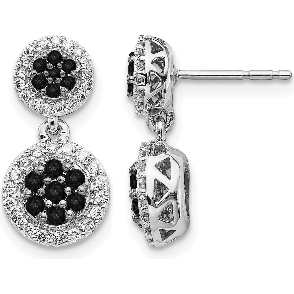 14K White Gold Black and White Diamond Cluster Dangle Earrings - 0.21 Carat Total Diamond Weight by Monteluci Fine Jewelry