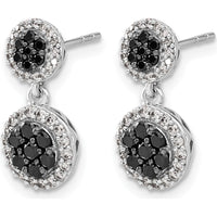 14K White Gold Black and White Diamond Cluster Dangle Earrings - 0.21 Carat Total Diamond Weight by Monteluci Fine Jewelry