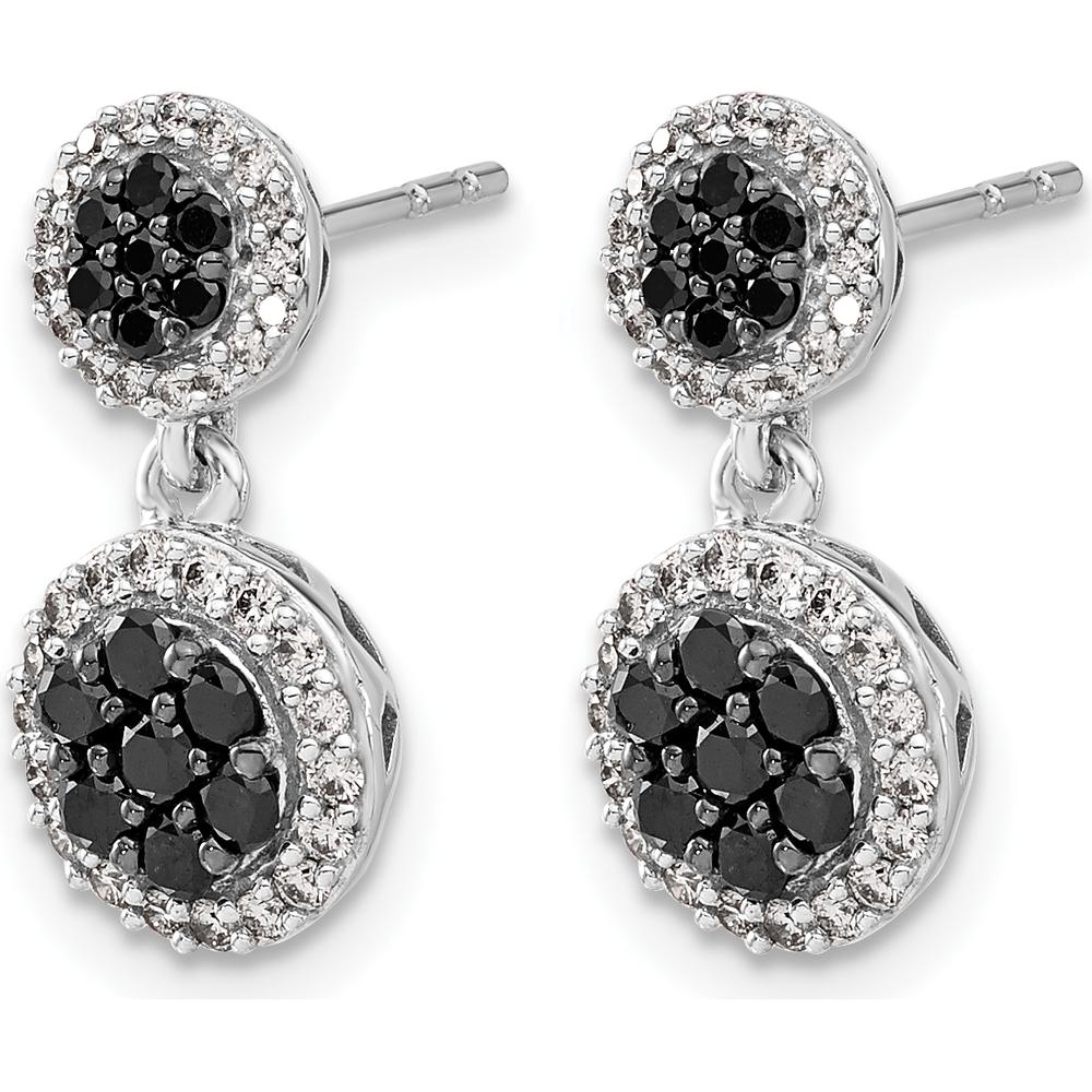 14K White Gold Black and White Diamond Cluster Dangle Earrings - 0.21 Carat Total Diamond Weight by Monteluci Fine Jewelry