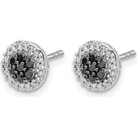 14K White Gold Black and White Diamond Cluster Post Earrings - 0.0270 Carat Total Diamond Weight by Monteluci Fine Jewelry