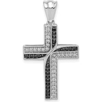 14K White Gold Black and White Diamond Cross Pendant with 1/5 Carat Total Diamond Weight by Monteluci Fine Jewelry