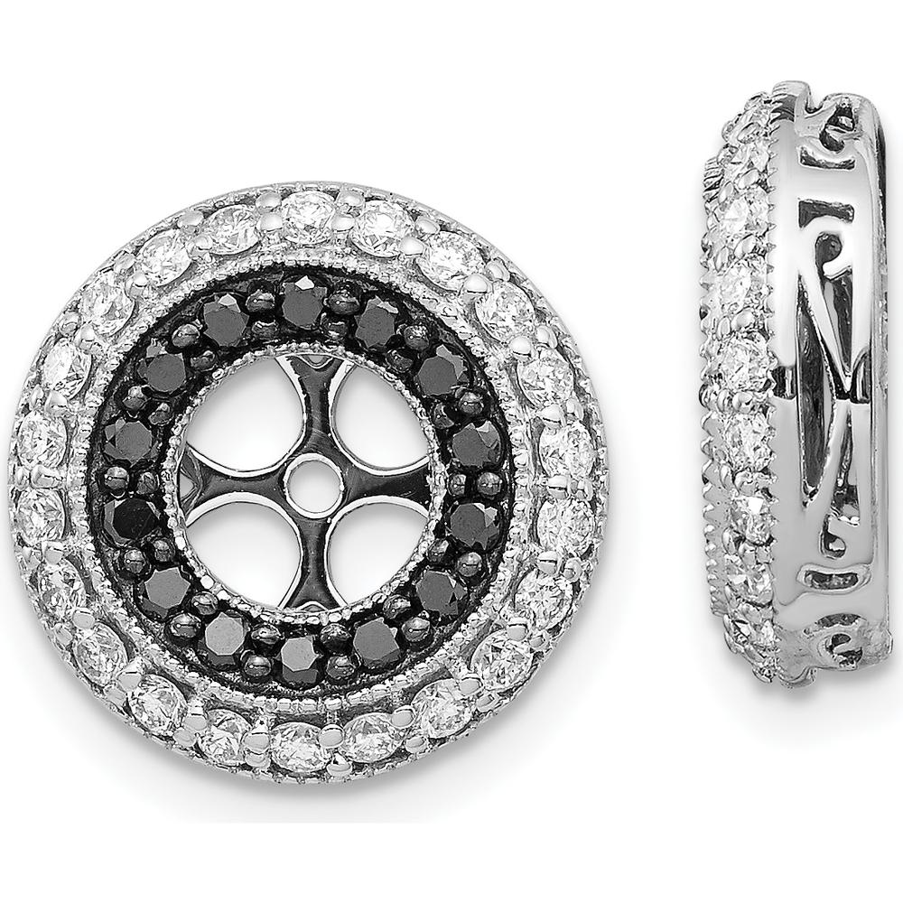 14K White Gold Black and White Diamond Earring Jackets with Cluster Design - 0.55 Carats Total Diamond Weight by Monteluci Fine Jewelry