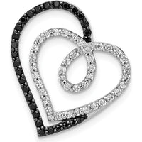 14K White Gold Black and White Diamond Entwined Heart Pendant - 0.48 Carat Total Diamond Weight by Monteluci Fine Jewelry