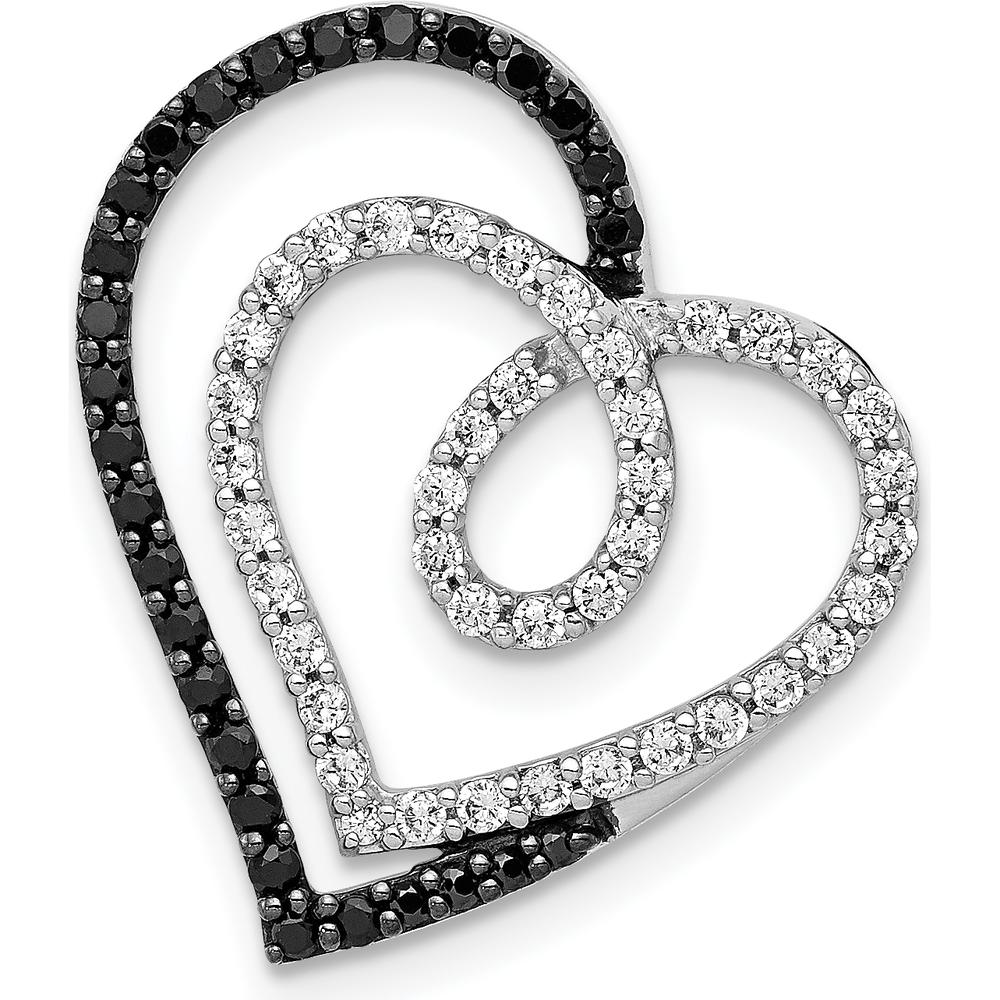 14K White Gold Black and White Diamond Entwined Heart Pendant - 0.48 Carat Total Diamond Weight by Monteluci Fine Jewelry