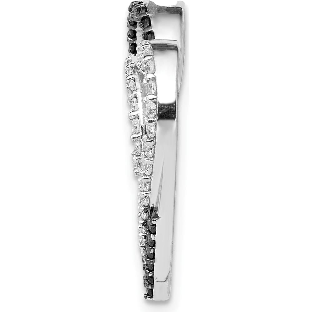 14K White Gold Black and White Diamond Entwined Heart Pendant - 0.48 Carat Total Diamond Weight by Monteluci Fine Jewelry