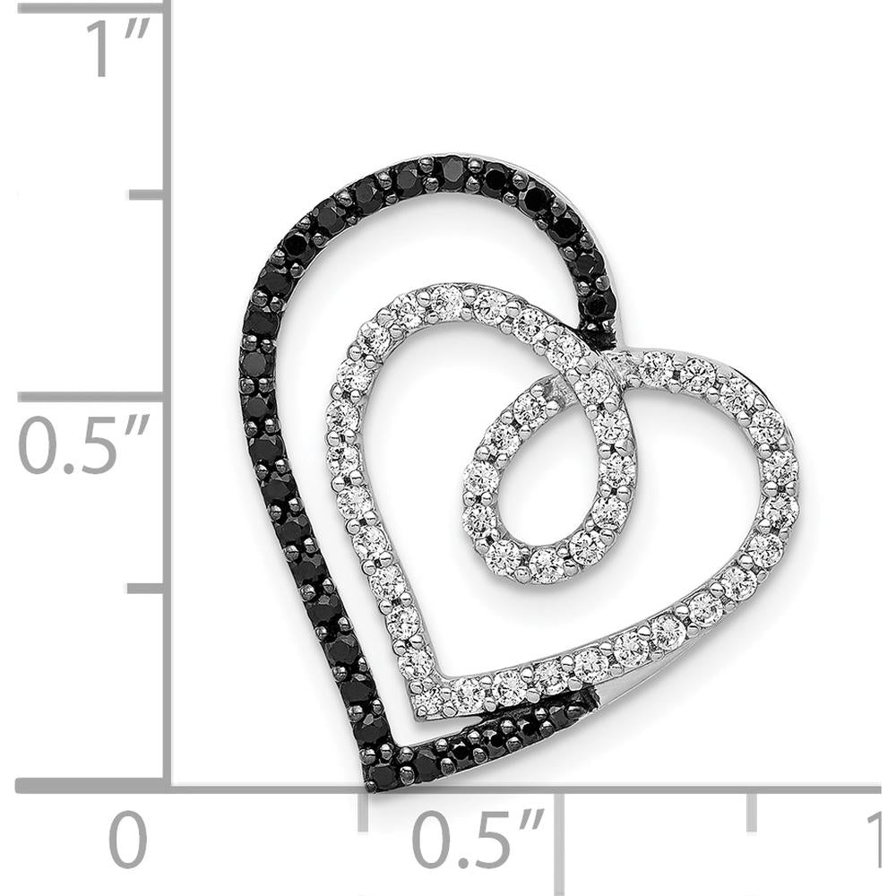 14K White Gold Black and White Diamond Entwined Heart Pendant - 0.48 Carat Total Diamond Weight by Monteluci Fine Jewelry
