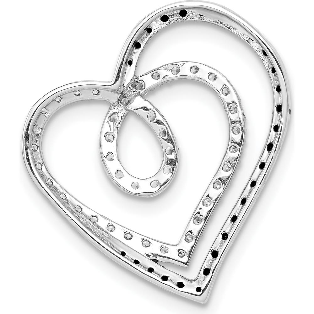 14K White Gold Black and White Diamond Entwined Heart Pendant - 0.48 Carat Total Diamond Weight by Monteluci Fine Jewelry