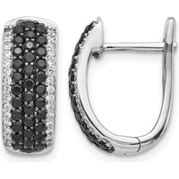 14K White Gold Black and White Diamond Hinged Hoop Earrings - 0.032 Carat Total Diamond Weight by Monteluci Fine Jewelry