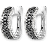 14K White Gold Black and White Diamond Hinged Hoop Earrings - 0.032 Carat Total Diamond Weight by Monteluci Fine Jewelry