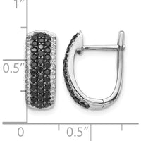 14K White Gold Black and White Diamond Hinged Hoop Earrings - 0.032 Carat Total Diamond Weight by Monteluci Fine Jewelry