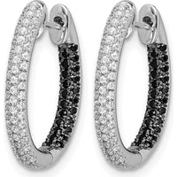 14K White Gold Black and White Diamond In/Out Hoop Earrings - 0.014 Carat Total Diamond Weight by Monteluci Fine Jewelry