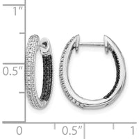 14K White Gold Black and White Diamond In/Out Hoop Earrings - 0.014 Carat Total Diamond Weight by Monteluci Fine Jewelry